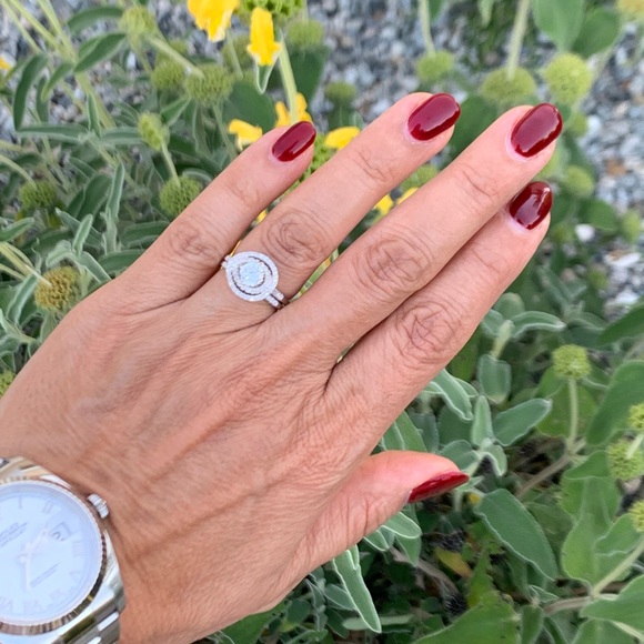 Sterling Silver Engagement Wedding Band 2pc set - Picture 5 of 11